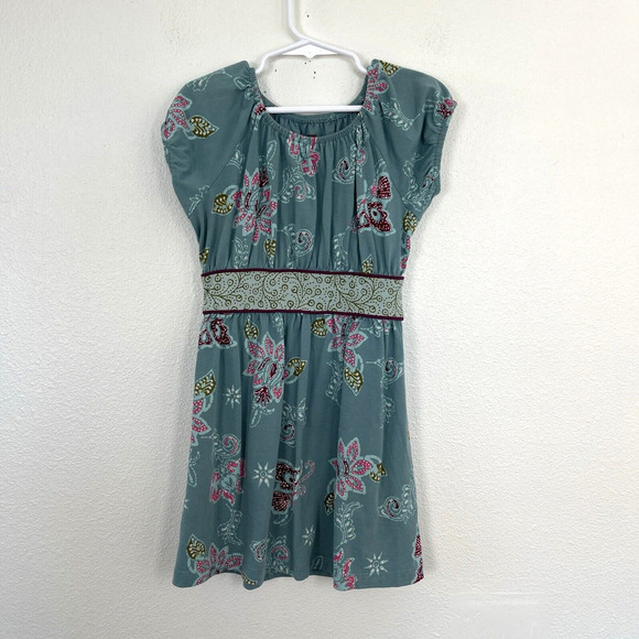 Tea Collection Girls Dress Size 5 Green Floral Print Knit - Picture 1 of 4